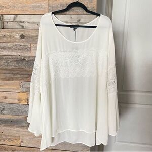 DG2 Diane Gilman Boho Rayon Blouse Top Off White NWT Women’s Size 3X